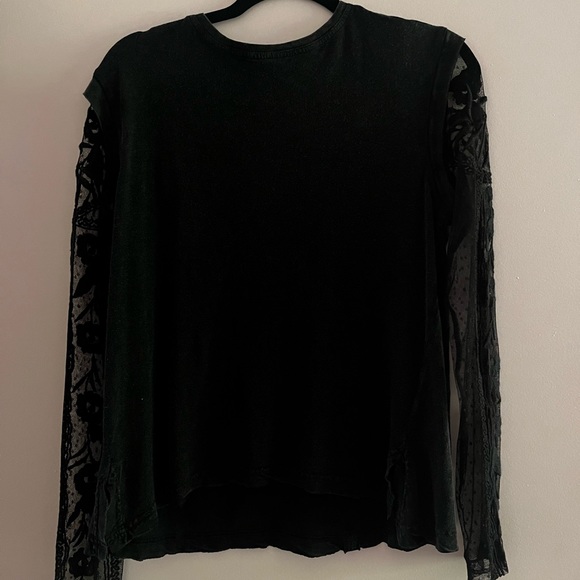 Never been worn! With tags. Black Free People lace long sleeve t-shirt. - Picture 2 of 3